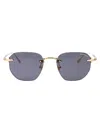 Montblanc Gold-gold-grey Metal Sunglasses In Blue