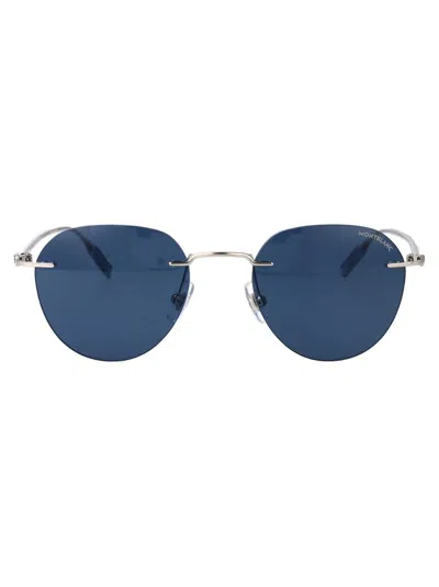 Montblanc Round-frame Sunglasses In Blue