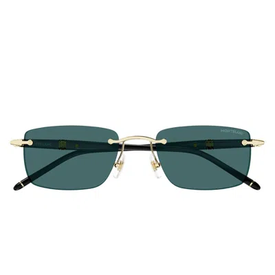 Montblanc Sunglasses Mb0344 S 006 Gold/dark Green Men In Gray