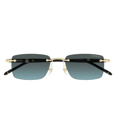 Montblanc Sunglasses Mb0344 S 010 Gold/faded Blue Men