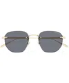 Montblanc Gold-gold-grey Metal Sunglasses In Gray