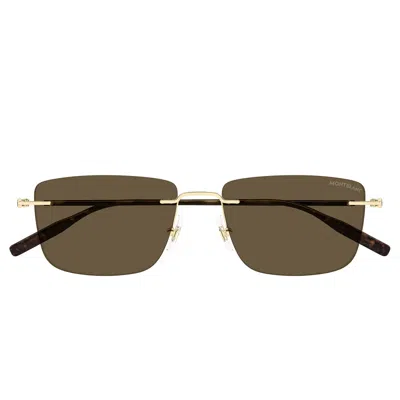 Montblanc Sunglasses Mb0429 S 005 Gold/brown Men In Green