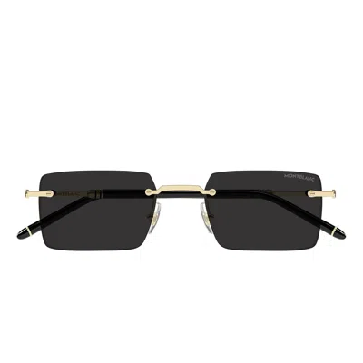 Montblanc Sunglasses Mb0482 S 001 Gold/gray Men In Black