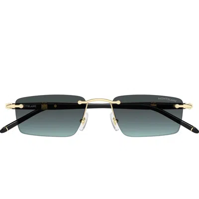 Montblanc Sunglasses Mb0484 S 004 Gold Black/gray Green Men In Multi