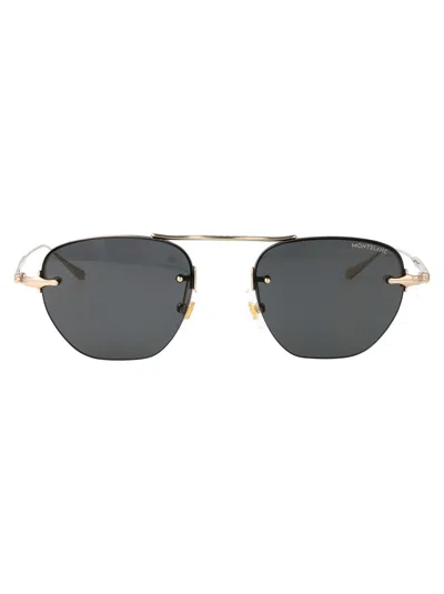 Montblanc Mb0404s Linea Nib 001 Gold Grey Sunglasses