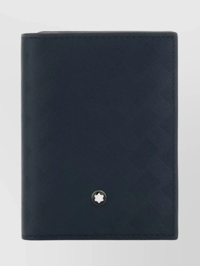 Montblanc Textured Folded Leather Cardholder With Slit Pocket In Blue