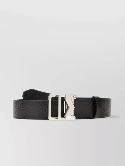 MONTBLANC TEXTURED LEATHER BELT SILVER-TONE BUCKLE