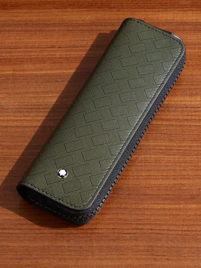 Montblanc Textured-leather Pen Pouch In Green