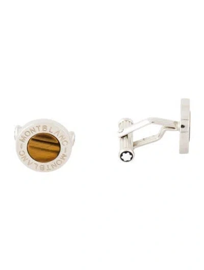 Pre-owned Montblanc Tiger's Eye Quartz Cufflinks In Multi