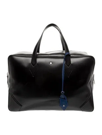 Pre-owned Montblanc Top Handle Duffle Weekender Bag In Black