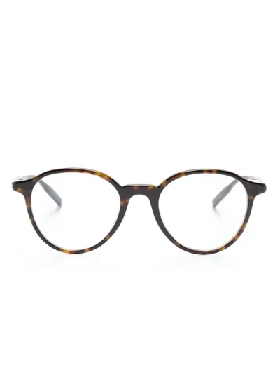 Montblanc Tortoiseshell-effect Round-frame Glasses In Brown