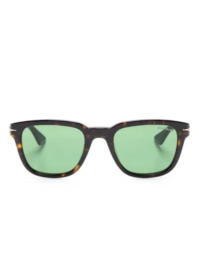 Montblanc Eckige Sonnenbrille Mit Logo-gravur In Brown