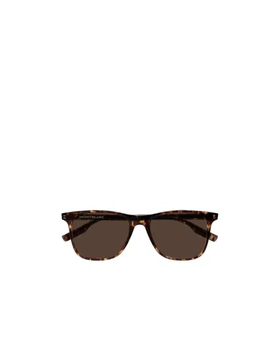 Montblanc Tortoiseshell-effect Square Sunglasses In Brown