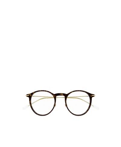Montblanc Tortoiseshell Round-frame Glasses In Multicolor