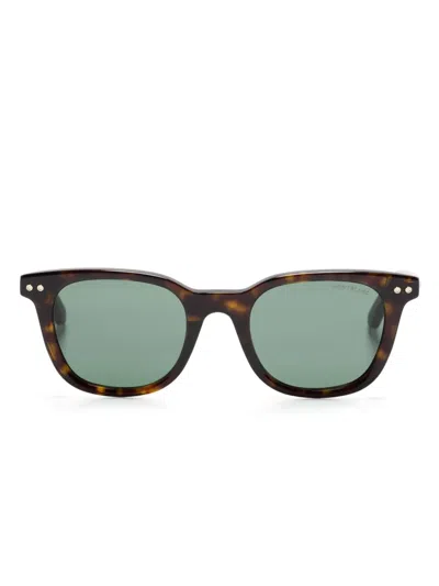Montblanc Tortoiseshell Square-frame Sunglasses In 褐色