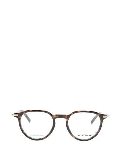 Montblanc Tortoiseshell-effect Round-frame Glasses In Brown