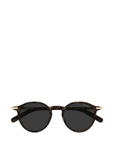 Montblanc Tortoiseshell-effect Round-frame Sunglasses In Brown