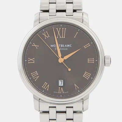 Pre-owned Montblanc Tradition 132433 Automatic Stainless Steel Men's Wristwatch 40mm In Brown