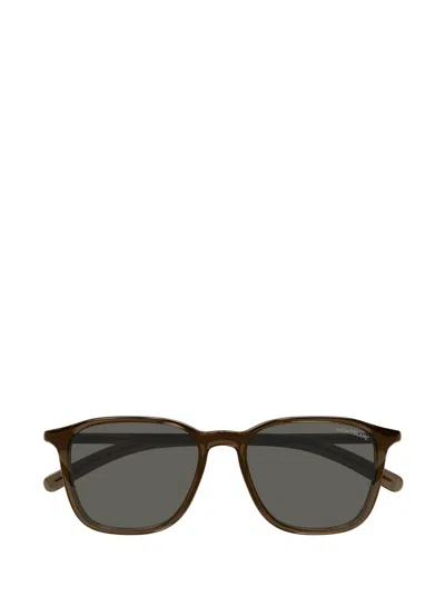 Montblanc Translucent Rectangle-frame Sunglasses In Black