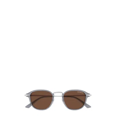 Montblanc Transparent Round-frame Sunglasses In Green