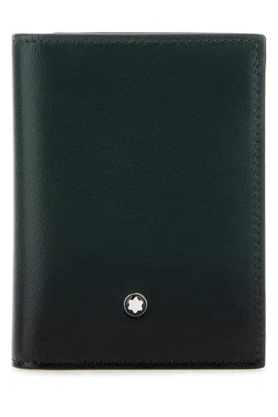 Montblanc Two-tone Leather Card Holder In Britishgreen