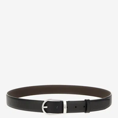 Montblanc Two Tone Reversible Leather Belt In Black