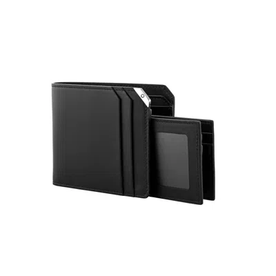 Pre-owned Montblanc Urban Spirit Black Leather Men's Wallet Removable Holder 8cc 114669