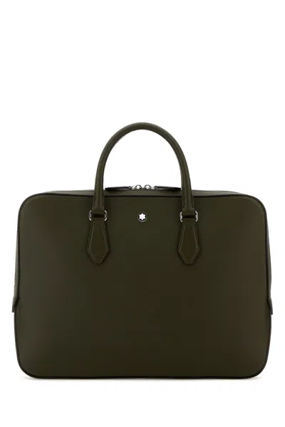 Montblanc Olive Green Leather Sartorial Briefcase