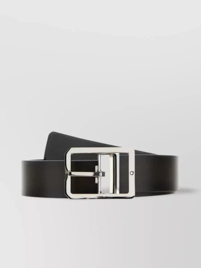 Montblanc Versatile Reversible Leather Belt In Black