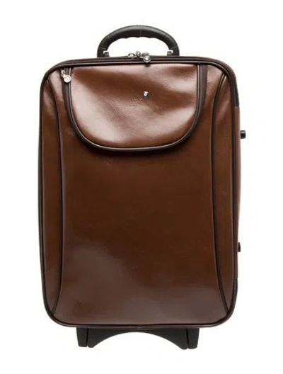 Pre-owned Montblanc Vintage Brown Leather Carry On Trolley Suitcase.