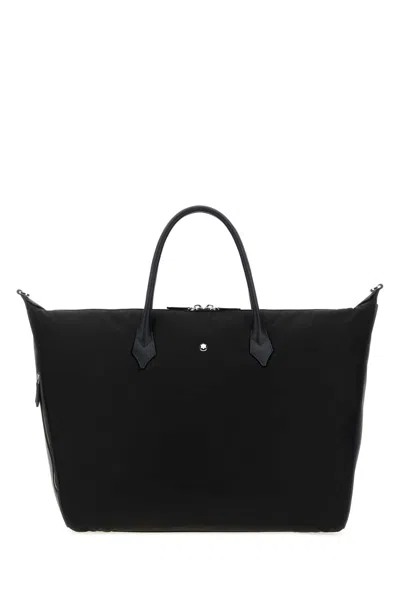 Montblanc The Weekender Travel Bag In Nylon And Calfskin Leather In Black