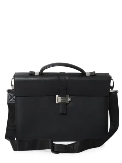 Pre-owned Montblanc Westside Double Gusset Briefcase In Black