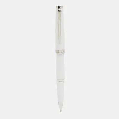 Pre-owned Montblanc White Resin Silver Tone Rollerball Pen