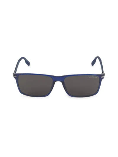 Montblanc Women's 59mm Solid Lens Rectangle Sunglasses In Blue