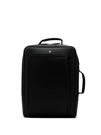 Montblanc Zip Leather Backpack In Black