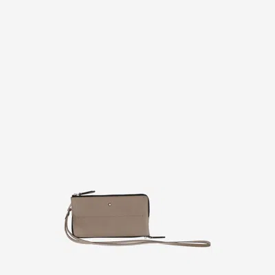 Montblanc Zip-around Leather Card Case In Beige