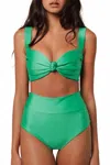 Montce Added Coverage High Rise Bikini Bottom In Emerald Shimmer In Green