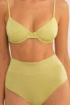 Montce Added Coverage High Rise Bikini Bottom In Limon Sparkle In Multi