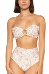 Montce Added Coverage High Rise Bikini Bottom In Venecia Floral In White
