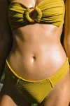 Montce Added Coverage Uno Bikini Bottom In Key Lime Micro Scrunch In Yellow