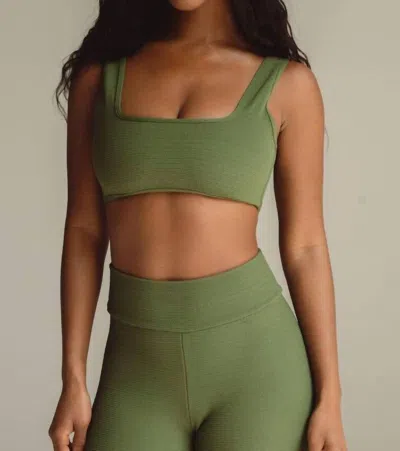 Montce Allie Bikini Top In Olive Micro Scrunch In Green