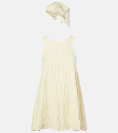 Montce Betsie Gingham Minidress And Scarf Set In Yellow