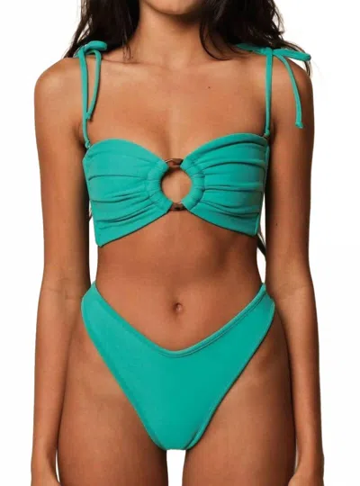 Montce Binded Thong Bikini Bottom In Teal In Blue