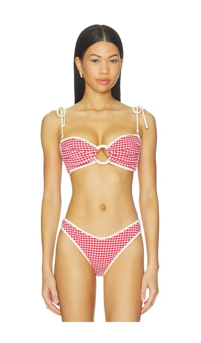 Montce Binded Tori Ties Bandeau Bikini Top In Metallic