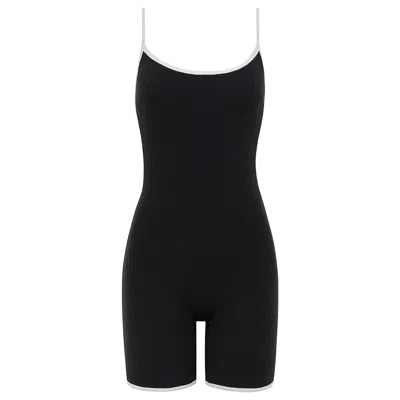 Montce Black (cream Binded) Terry Rib Alina Midi Onesie