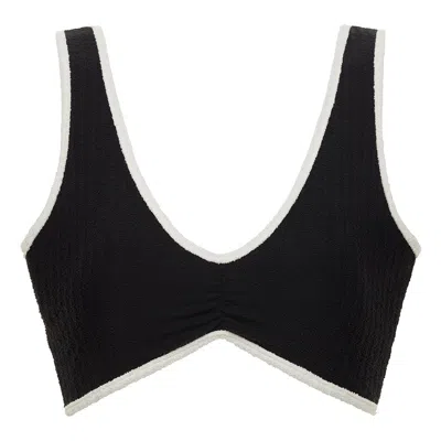 Montce Black (cream Binded) Terry Rib Kim Variation Bikini Top In Multi