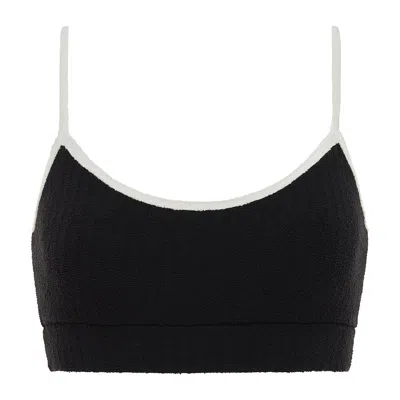 Montce Black (cream Binded) Terry Rib Simple Sport Top