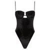 Montce Black Velvet Petal One-piece In Black