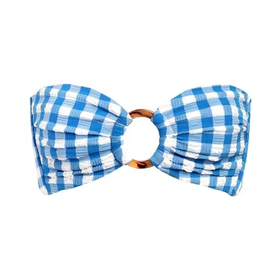 Montce Blue Gingham Tori Ties Bandeau Bikini Top