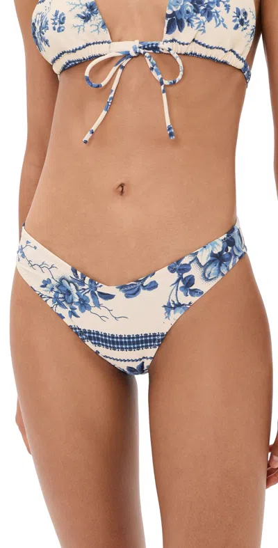 Montce Blue Toile Stripe Lulu Bikini Bottoms Blue Toile Stripe In White